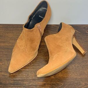 Wanted Lasso 3.5” heel black suede leather bootie size 6